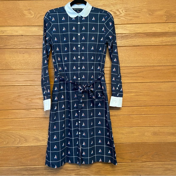 Brooks Brothers nautical sailboat button front shirtdress - Picture 1 of 7